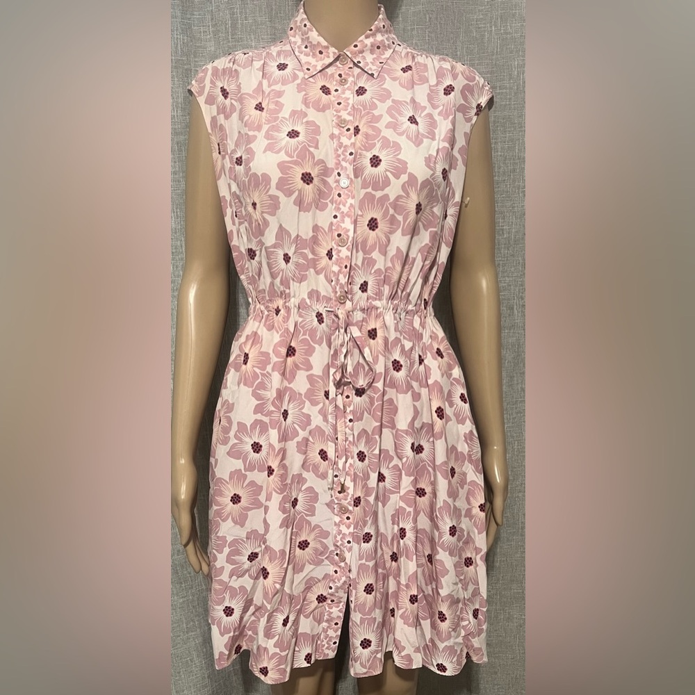 New*Kate Spade New York Floral Popplin Button Down Shirt Dress~SMALL(L)silk blen